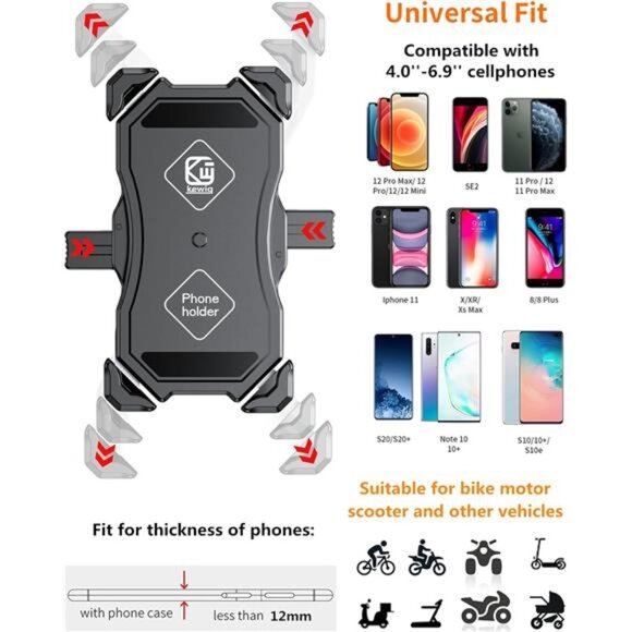 Motorcycle Phone Mount, Bike Phone Holder, with Aluminum Alloy Handlebar - Picture 6 of 7